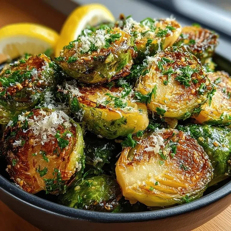 Garlic butter Brussels sprouts served as a tasty side dish