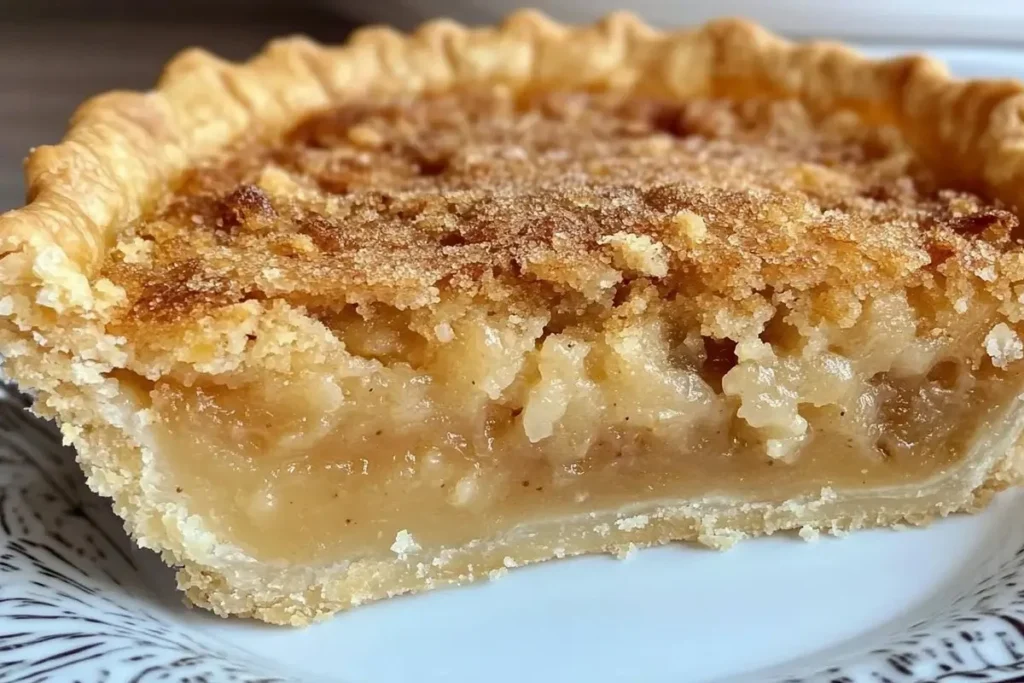 Delicious slice of Kentucky Sawdust Pie, a classic Southern dessert with nuts.