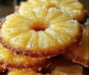 Mini Pineapple Upside Down Sugar Cookies with pineapple and cherry topping