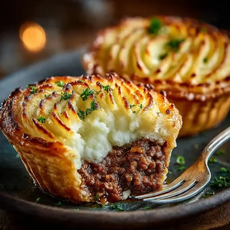 Mini Shepherd's Pies made in muffin tin, a tasty twist on traditional dish