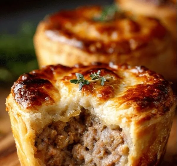 Delicious muffin tin meat pies baked to golden perfection