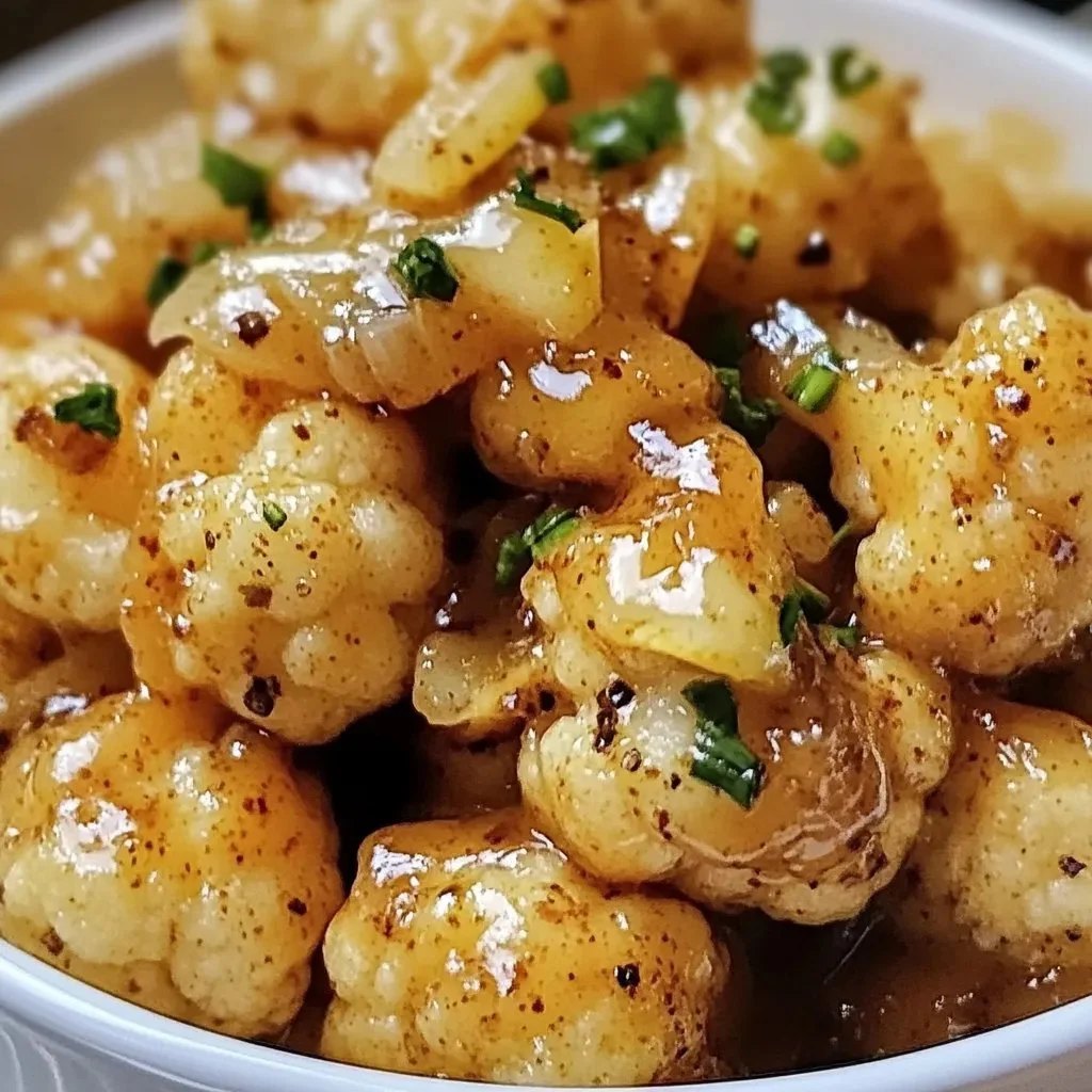 Vegan lemon pepper cauliflower drizzled with the best glaze technique.