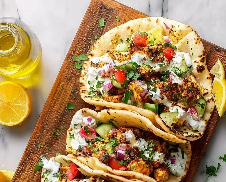 Quick Mediterranean Chicken Tacos with fresh ingredients and vibrant flavors