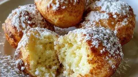 Delicious soft ricotta almond pillows served on a plate