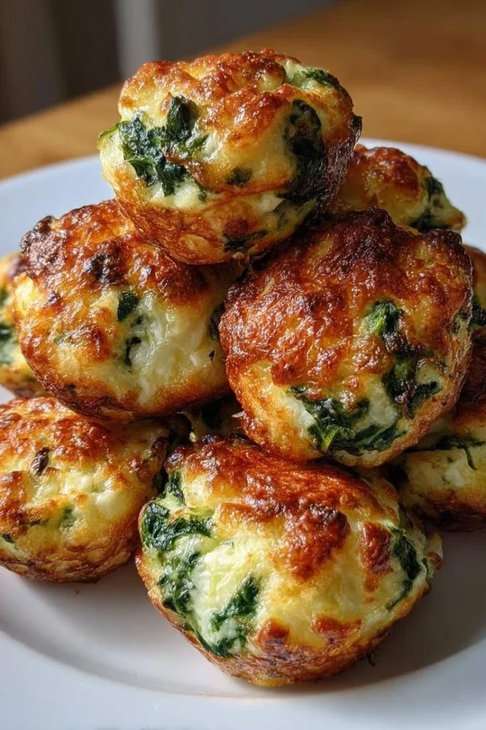 Plate of delicious Spinach Ricotta Bites served as appetizers