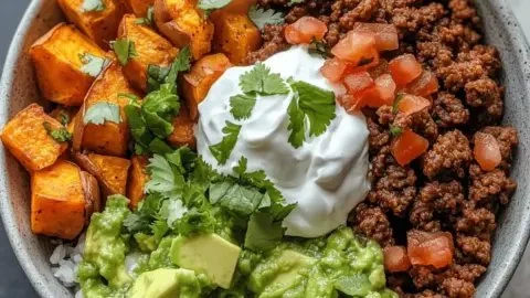 Delicious Sweet Potato Taco Bowl with vibrant toppings and ingredients