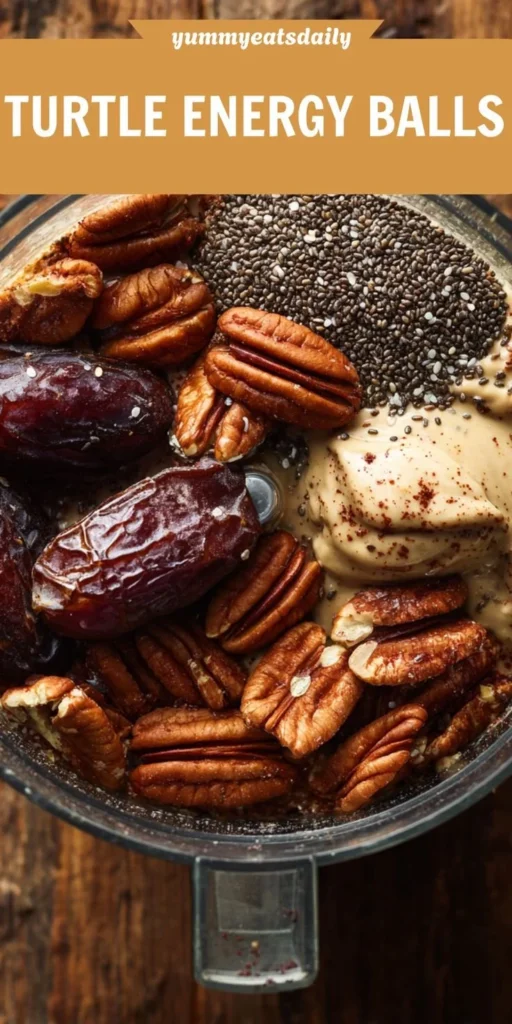 Turtle Energy Balls - nutritious snack with chocolate, caramel, and nuts